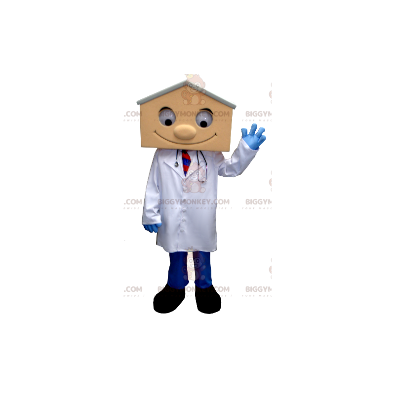 BIGGYMONKEY™ Mascot Costume Doctor in Lab Coat with House Head