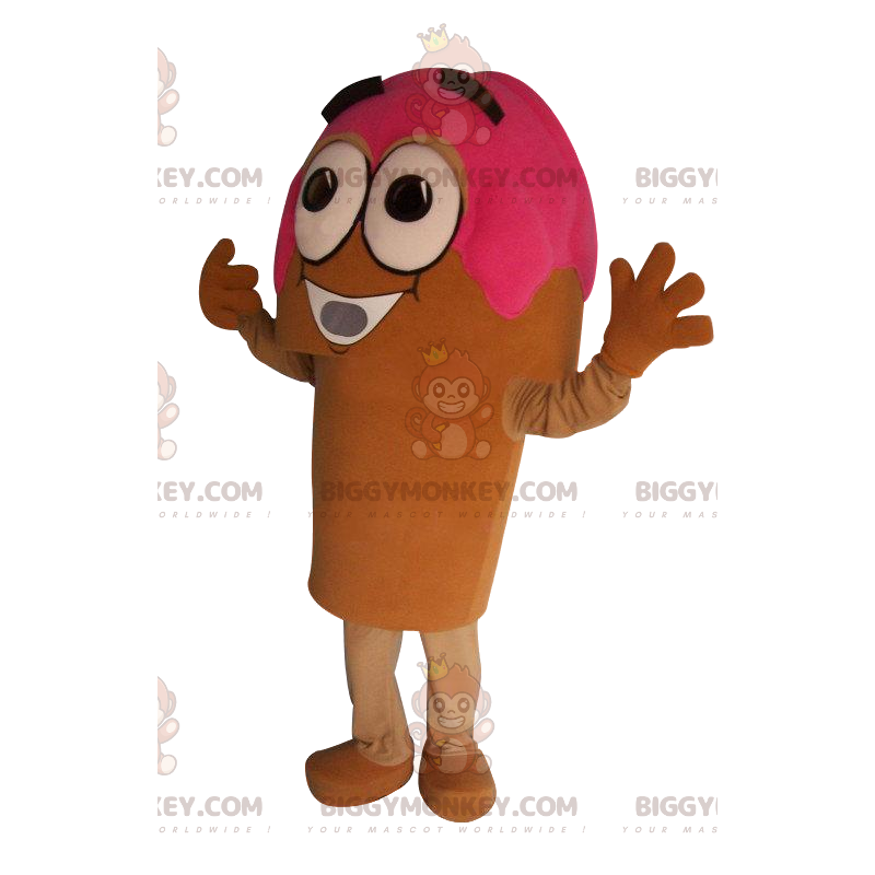 Costume da mascotte cono gelato alla fragola BIGGYMONKEY™ -