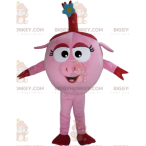 BIGGYMONKEY™ mascot costume of cute pink sow with her little