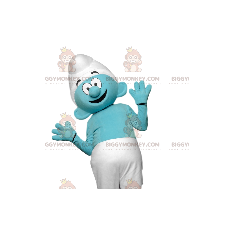 Blue Smurf BIGGYMONKEY™ Mascot Costume with White Beanie -