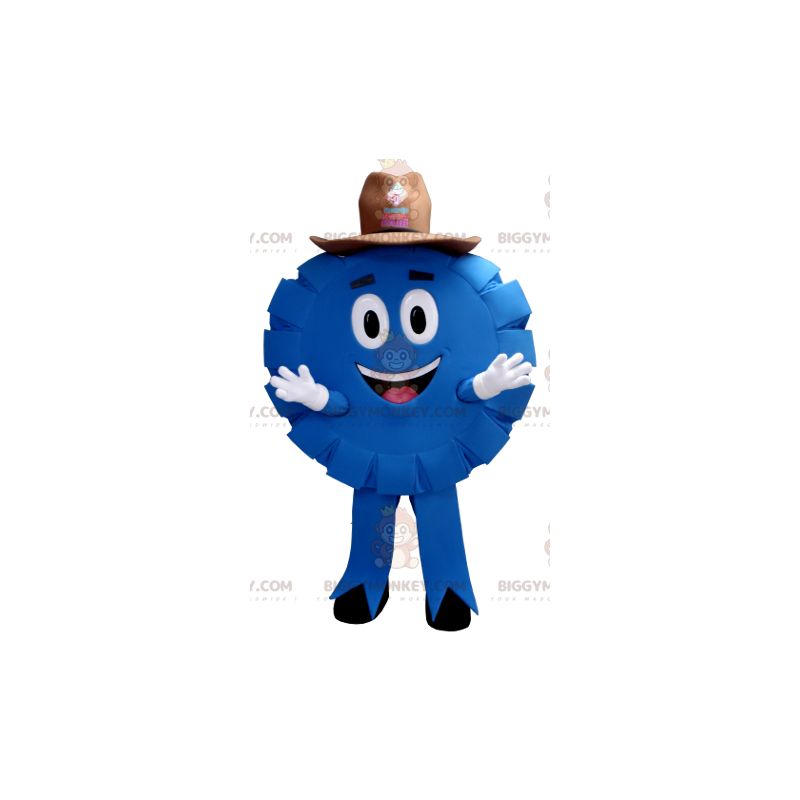 BIGGYMONKEY™ Blue and Round Poker Chip Sheriff Cowboy Mascot