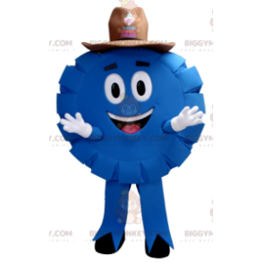 BIGGYMONKEY™ Blue and Round Poker Chip Sheriff Cowboy Mascot