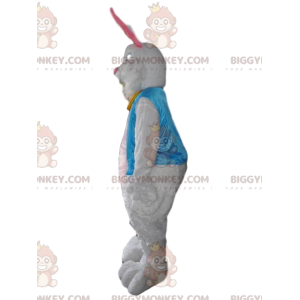 Costume de mascotte BIGGYMONKEY™ de lapin blanc soyeux avec son