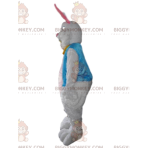BIGGYMONKEY™ mascottekostuum wit zijdeachtig konijn met
