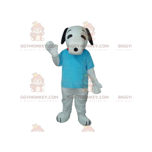 BIGGYMONKEY™ Witte hondenmascottekostuum met turquoise T-shirt