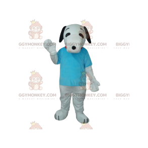 BIGGYMONKEY™ White Dog Mascot Costume With Turquoise T-Shirt –