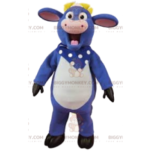 BIGGYMONKEY™ Purple Cow Mascot Costume With Polka Dot Bandana -