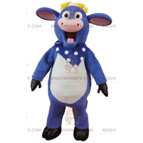 BIGGYMONKEY™ Costume da mascotte di mucca viola con bandana a