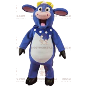 Traje de mascote de vaca roxa BIGGYMONKEY™ com bandana de