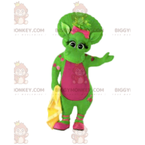 Kostým maskota BIGGYMONKEY™ Zelená dinosaurus s růžovými