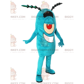 Turkis Cyclops Monster Mascot Costume BIGGYMONKEY™ med antenner