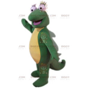 BIGGYMONKEY™ maskotkostume af superkomisk grøn firben med sin