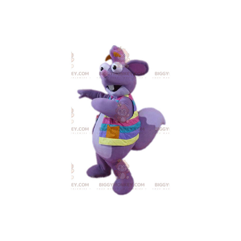 Purple Squirrel BIGGYMONKEY™ maskotdräkt med flerfärgad jacka -