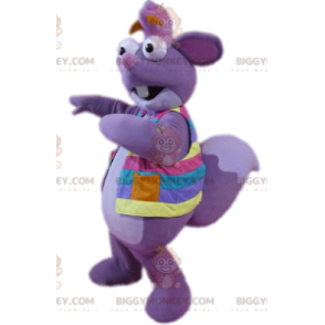 Στολή μασκότ Purple Squirrel BIGGYMONKEY™ με πολύχρωμο μπουφάν