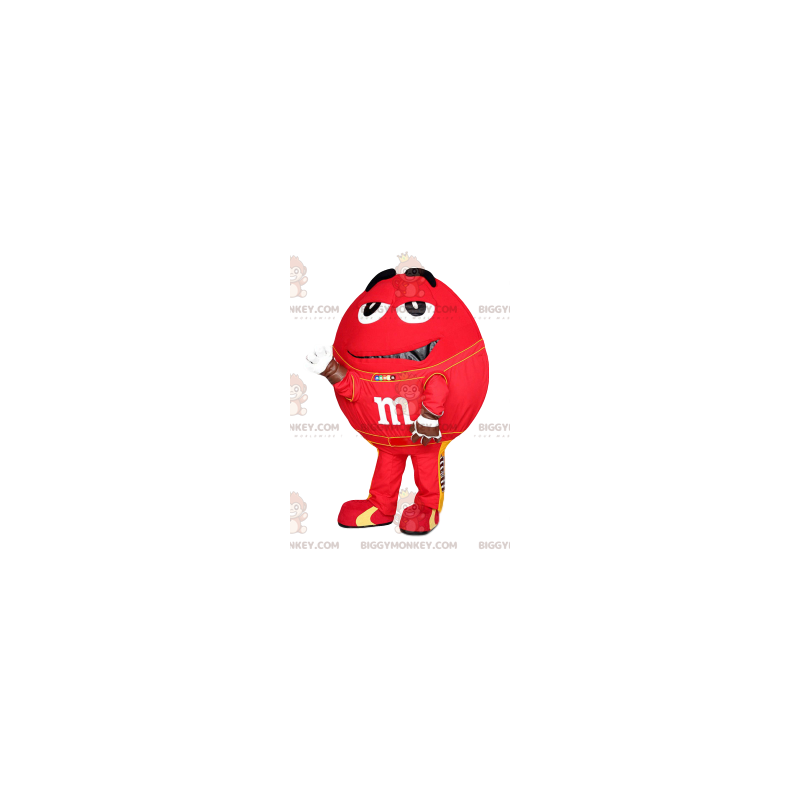 Costume de mascotte BIGGYMONKEY™ de M&M'S rouge avec ses