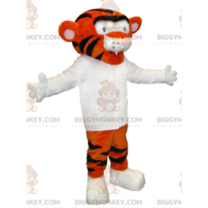 Orange og sort tiger BIGGYMONKEY™ maskotkostume med hvid