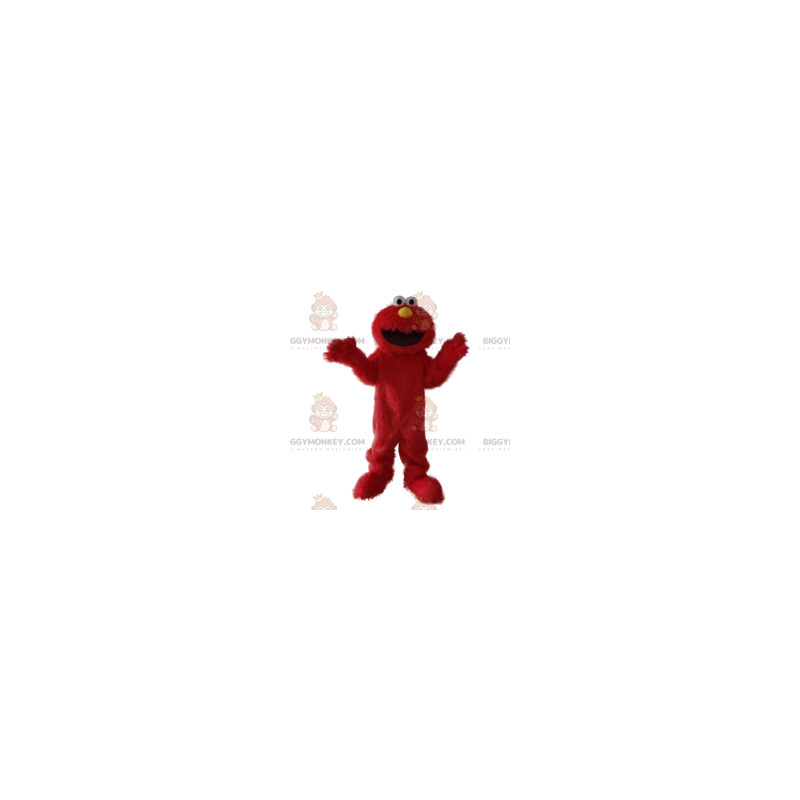 Kostium maskotki śmieszne uśmiechnięty włochaty czerwony potwór