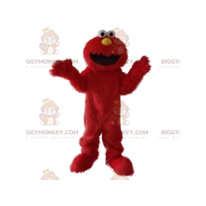 Disfraz de mascota BIGGYMONKEY™ Monstruo rojo peludo sonriente