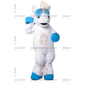 BIGGYMONKEY™ White Unicorn Turquoise Hair Mascot Costume –