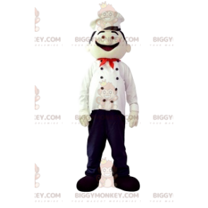 Kostium maskotki szefa kuchni BIGGYMONKEY™ z białym toczkiem -