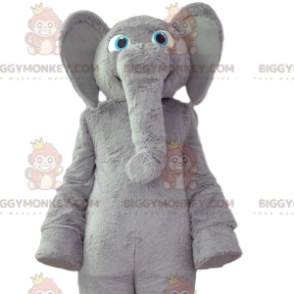 BIGGYMONKEY™ maskotdräkt Grå elefant med mjuk päls och stort