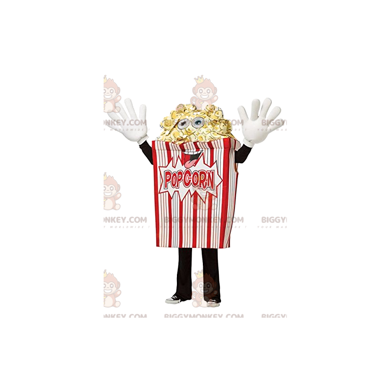 Kostým Crazy Red and White Popcorn Cone BIGGYMONKEY™ maskot –