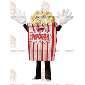 Galen röd och vit popcornkon BIGGYMONKEY™ maskotdräkt -