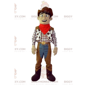 Cowboy BIGGYMONKEY™ mascottekostuum met zijn bruine hoed en