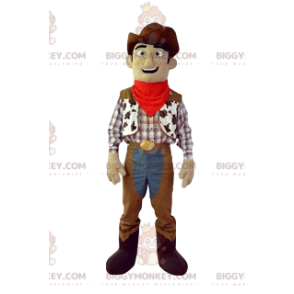 Cowboy BIGGYMONKEY™ mascot costume with his brown hat and