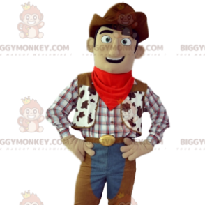 Cowboy BIGGYMONKEY™ mascot costume with his brown hat and