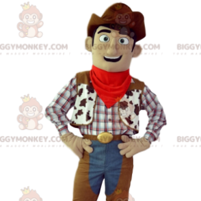 Disfraz de vaquero mascota BIGGYMONKEY™ con su sombrero marrón