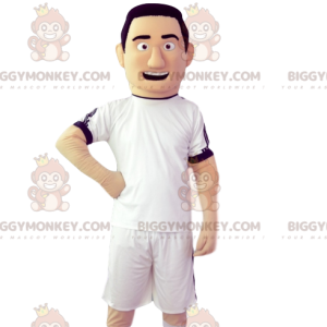 BIGGYMONKEY™ Fodboldspillermaskotkostume med hvid trøje -