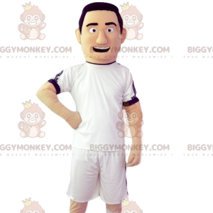 BIGGYMONKEY™-mascottekostuum voor voetballer met witte trui -