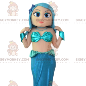 Traje de mascote BIGGYMONKEY™ de linda sereia com seu cabelo