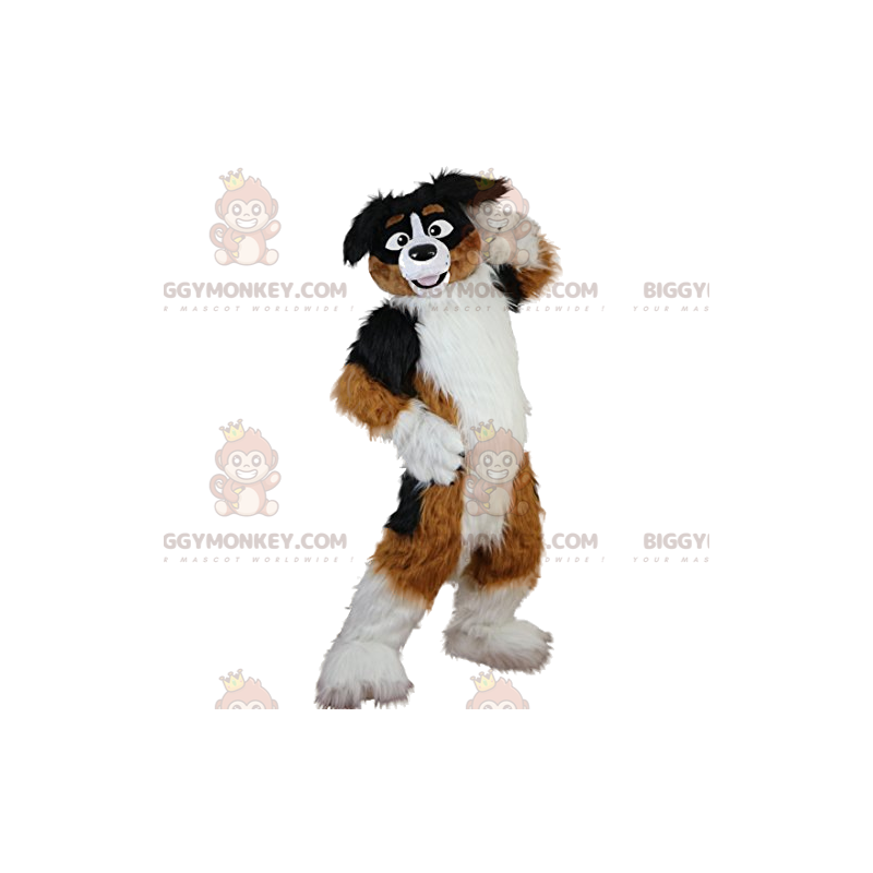 BIGGYMONKEY™ Large Very Cheerful Brown and White Dog Mascot