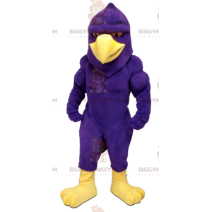 Disfraz de mascota BIGGYMONKEY™ de águila ave morada y amarilla