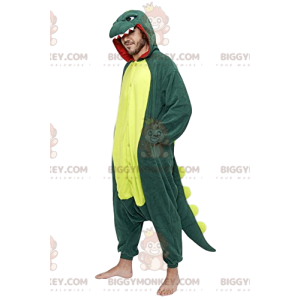 BIGGYMONKEY™ costume da mascotte di dinosauro verde con il suo