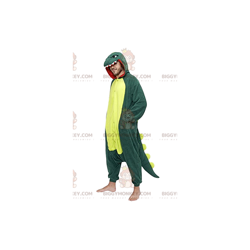 BIGGYMONKEY™ costume da mascotte di dinosauro verde con il suo