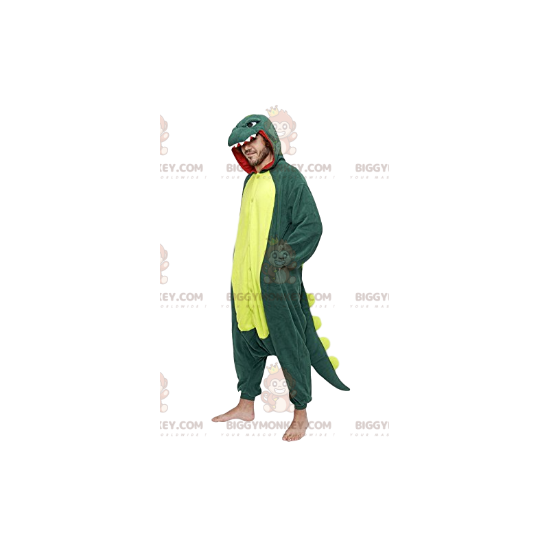 BIGGYMONKEY™ Maskottchenkostüm des grünen Dinosauriers mit