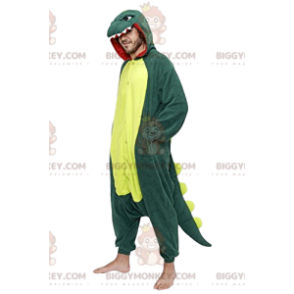 BIGGYMONKEY™ costume da mascotte di dinosauro verde con il suo