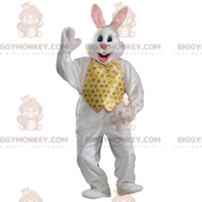 Traje de mascote de coelho branco BIGGYMONKEY™ com jaqueta e