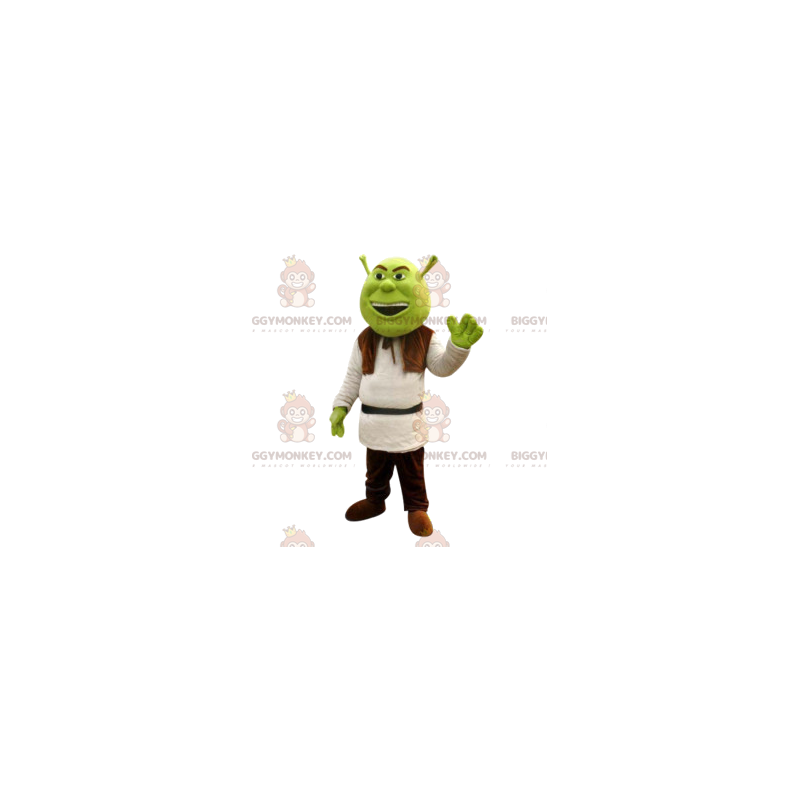 BIGGYMONKEY™ maskotdräkt av Shrek, berömd grönaktig ogre -