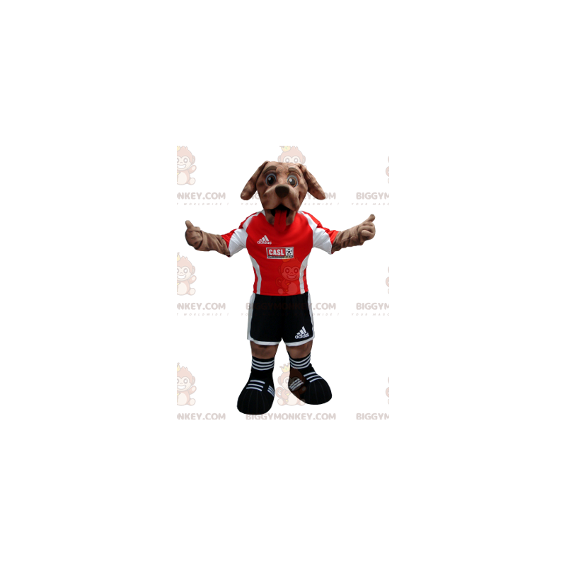Kostým maskota BIGGYMONKEY™ Hnědý pes v černo-červeném