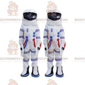 Astronaut BIGGYMONKEY™ Mascot Costume Duo og blå stribet hvid