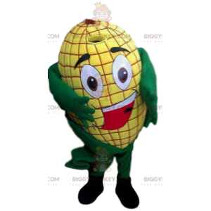 Kostým maskota s úsměvem Greedy Yellow Corn Cob BIGGYMONKEY™ –