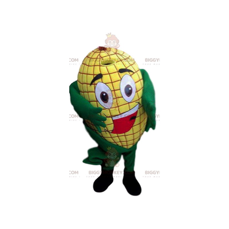 Kostým maskota s úsměvem Greedy Yellow Corn Cob BIGGYMONKEY™ –