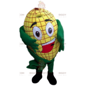 Kostým maskota s úsměvem Greedy Yellow Corn Cob BIGGYMONKEY™ –