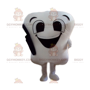 Bonito disfraz de mascota White Tooth BIGGYMONKEY™ con cepillo