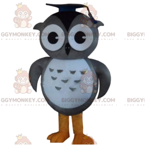 Gray and White Owl BIGGYMONKEY™ Mascot Costume with Toque –