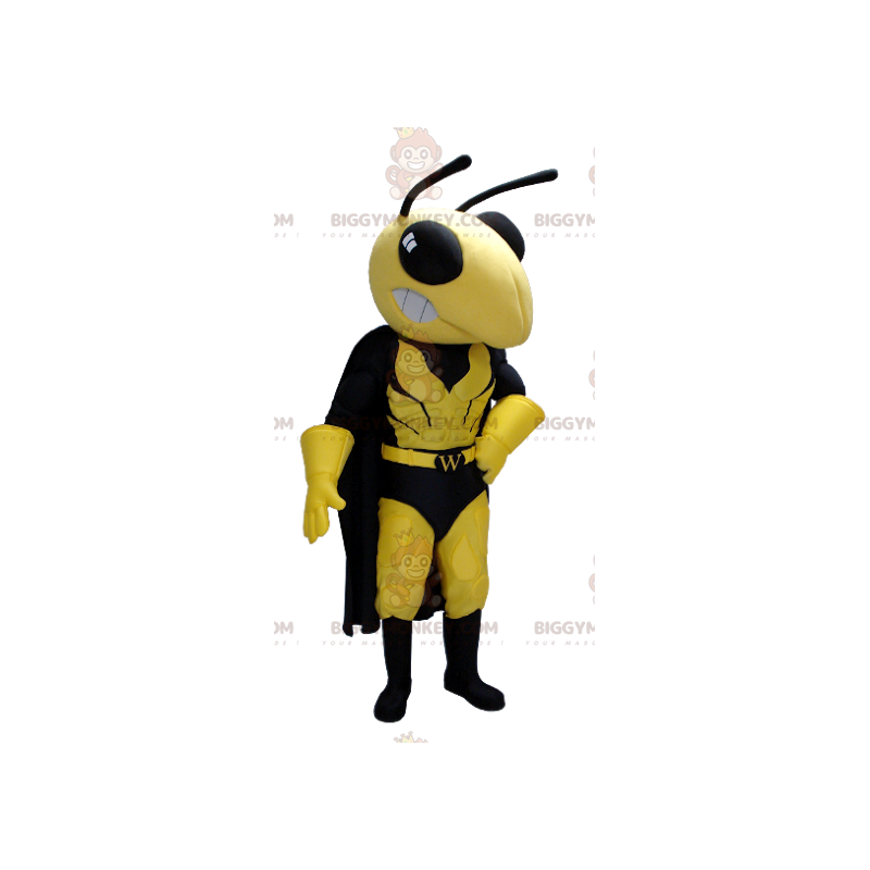 Costume de mascotte BIGGYMONKEY™ de guêpe jaune et noire en